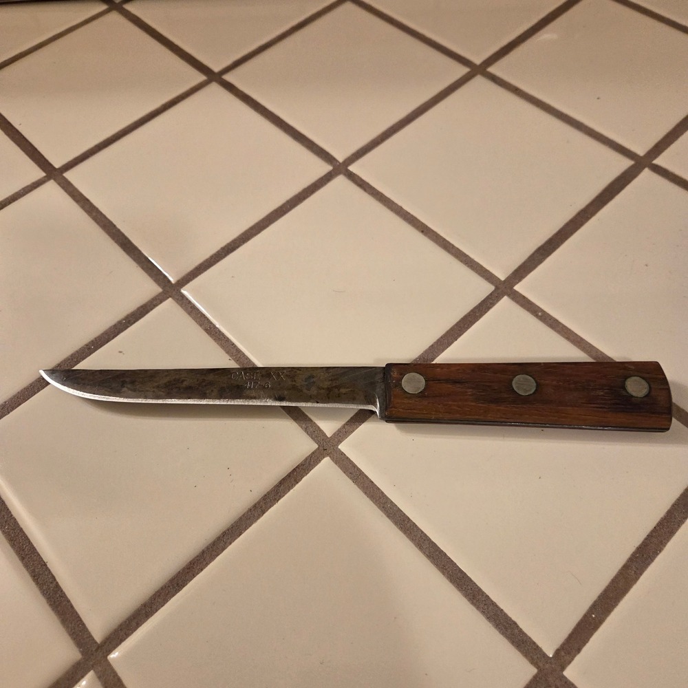 Vintage Case XX 417-6 Paring Knife Wood Handle Carbon Steel 6 Inch Blade USA